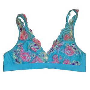 Victoria's Secret Pink Coquette Blue Pastel Lace Bralette Size M